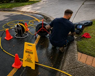 Plumber inspecting a blocked drain in Kings Park