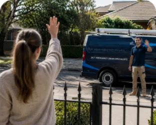 Plumber leaving a completed job in Kings Park